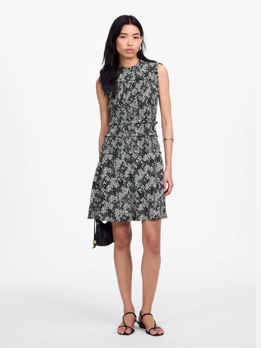 Madewell Smocked Crewneck Mini Dress in Harper Floral (Size 8)